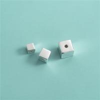 925 Sterling Silver Beads Square plated DIY original color Sold By PC