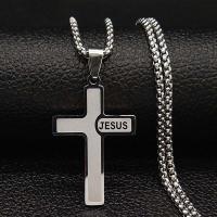 Stainless Steel Jewelry Necklace 304 Stainless Steel Cross plated Unisex Length Approx 60 cm Sold By PC