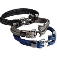 PU Leather Cord Bracelets 304 Stainless Steel with PU Leather plated & for man Sold By PC
