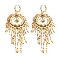 Fashion Fringe Earrings, Brass, plated, for woman, golden, 72x26x3mm, Sold By Pair