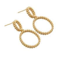 Boucles d'oreilles pendantes en laiton, Placage, pour femme, doré, 37x19x4mm, Vendu par paire