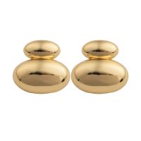 Brass Stud Earring, plated, for woman, golden, 23x24x9mm, Sold By Pair