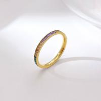 Ring Finger Titantium stali, biżuteria moda & mikro utorować cyrkonia, dostępnych więcej kolorów, bez zawartości niklu, ołowiu i kadmu, sprzedane przez PC