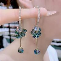 Crystal Drop Earring with Zinc Alloy plated for woman & with rhinestone Sold By Pair