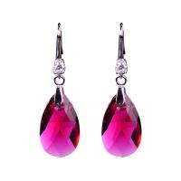 Crystal Drop Earring with Zinc Alloy Teardrop silver color plated fashion jewelry & for woman & with rhinestone 50mm Sold By Pair
