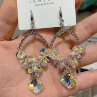 Kristall Tropfen Ohrring, mit Zinklegierung, silberfarben plattiert, für Frau & mit Strass & hohl, mehrere Farben vorhanden, 50mm, verkauft von Paar