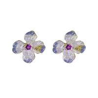 Tibetan Style Stud Earring, Flower, plated, for woman, 30mm, Sold By Pair