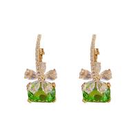 Zinc Alloy Drop Earring with Crystal Geometrical Pattern gold color plated for woman & with rhinestone Sold By Pair