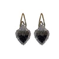 Zinc Alloy Drop Earring with Crystal Heart gold color plated fashion jewelry & for woman & with rhinestone Sold By Pair