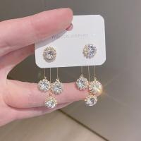 Brass Drop Earring, plated, micro pave cubic zirconia & for woman, more colors for choice, 20x40mm, Sold By Pair