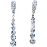 Zinc Alloy Drop Earring silver color plated Korean style & for woman & with rhinestone 45mm Sold By Pair