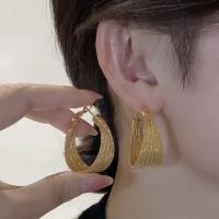 Tibetan Style Huggie Hoop Earring, gold color plated, Korean style & for woman, 40mm, Sold By Pair