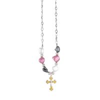 Zinklegierung Schmuck Halskette, mit Kunststoff Perlen, silberfarben plattiert, Modeschmuck & für Frau, frei von Nickel, Blei & Kadmium, Länge:ca. 28 cm, verkauft von PC