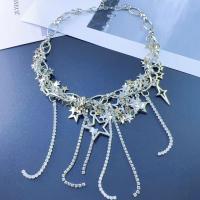 Collar Necklace, 304 Stainless Steel, with 5cm extender chain, fashion jewelry & for woman & with rhinestone, original color, Length:Approx 45 cm, Sold By PC