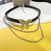 Mode-Halskette, Zinklegierung, mit PU Leder, mit Verlängerungskettchen von 5cm, silberfarben plattiert, Modeschmuck & für Frau, schwarz, frei von Nickel, Blei & Kadmium, Länge:ca. 38 cm, verkauft von PC