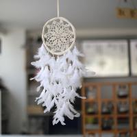 Fashion Dream Catcher Feather with Cotton Thread & Plastic Pearl & Iron for home and office & hollow white Sold By PC