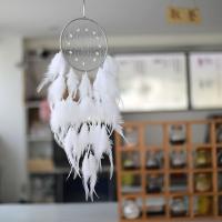 Fashion Dream Catcher, Feather, with Cotton Thread & Iron & Acrylic, for home and office & hollow, white, 160x600mm, Sold By PC