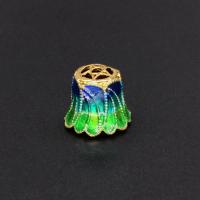 Brass Bead Cap, Flower, gold color plated, DIY & enamel, mixed colors, nickel, lead & cadmium free, 12.96x11.41mm, Sold By PC