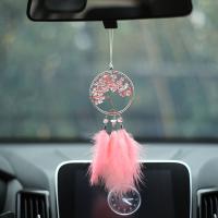Fashion Dream Catcher, Feather, with Gemstone Chips & Iron & Tibetan Style, plated, for home and office & hollow, pink, 70x390mm, Sold By PC