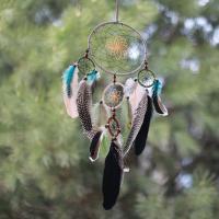 Fashion Dream Catcher, Feather, with Cotton Thread & Wood & Iron, for home and office & hollow, mixed colors, 160x600mm, Sold By PC