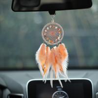 Fashion Dream Catcher Feather with Cotton Thread & Gemstone Chips & Iron for home and office & hollow orange Sold By PC