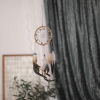 Fashion Dream Catcher, Feather, with Cotton Thread & Wood & Plastic & Iron, for home and office & hollow, mixed colors, 130x550mm, Sold By PC