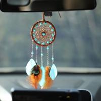 Fashion Dream Catcher Feather with Cotton Thread & Crystal & Wood & Iron for home and office & hollow mixed colors Sold By PC