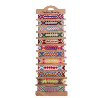 Chain Woven Bracelets, Cotton Cord, with Paper, Adjustable & fashion jewelry & Unisex, mixed colors, Length:Approx 18 cm, 12PCs/Set, Sold By Set
