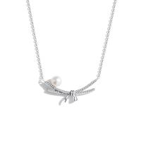Cubic Zircon Micro Pave 925 Sterling Silver Necklace with Freshwater Pearl with 2.36inch extender chain fashion jewelry & micro pave cubic zirconia & for woman nickel lead & cadmium free Length Approx 14.17 Inch Sold By PC