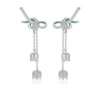 Cubic Zirconia Micro Pave Sterling Silver Earring, 925 Sterling Silver, fashion jewelry & micro pave cubic zirconia & for woman, nickel, lead & cadmium free, 24.50x41.50mm, Sold By Pair