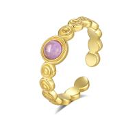 925 Sterling Silver Finger Rings with Amethyst 18K gold plated fashion jewelry & for woman nickel lead & cadmium free Sold By PC