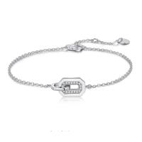925 Sterling Silver Bangle Bracelet, with 1.37inch extender chain, fashion jewelry & micro pave cubic zirconia & for woman, nickel, lead & cadmium free, Length:Approx 6.29 Inch, Sold By PC