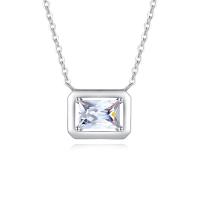 Cubic Zircon Micro Pave 925 Sterling Silver Necklace with 1.97inch extender chain fashion jewelry & micro pave cubic zirconia & for woman nickel lead & cadmium free Length Approx 15.74 Inch Sold By PC
