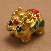 Tibetan Style Animal Beads, Fabulous Wild Beast, gold color plated, DIY & enamel, mixed colors, 14x11x9mm, Hole:Approx 4mm, Sold By PC