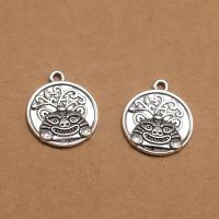 Tibetan Style Pendants, Round, antique silver color plated, DIY, 21x18x2.40mm, Sold By PC