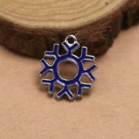 Tibetan Style Enamel Pendants, Snowflake, silver color plated, DIY, blue, 20x18x1.90mm, Sold By PC