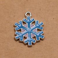 Zinc Alloy Enamel Pendants Snowflake silver color plated DIY light blue Sold By PC