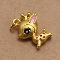 Tibetan Style Enamel Pendants, Deer, gold color plated, DIY, mixed colors, 19x13x7.20mm, Sold By PC