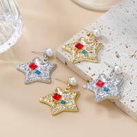 Zinc Alloy Stud Earring with acrylic rhinestone & Plastic Pearl Star fashion jewelry & for woman nickel lead & cadmium free Sold By Pair