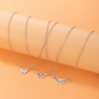 Tibetan Style Necklace, Butterfly, silver color plated, three pieces & for woman & hollow, Length:Approx 14.2 Inch, Approx 17.9 Inch, Approx 21.8 Inch, Sold By Set