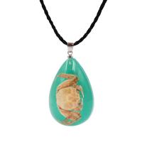 Resin Necklace, with Wax Cord, Teardrop, fashion jewelry & Unisex, more colors for choice, 33x23x15mm, Length:Approx 19.7 Inch, 12PCs/Lot, Sold By Lot