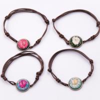 Resin Bracelet, with Dried Flower & Wax Cord, mixed pattern & Unisex, Length:Approx 6-8 Inch, 12PCs/Lot, Sold By Lot