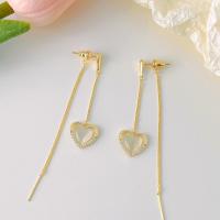 Brass Drop Earring, with Resin, Heart, gold color plated, different styles for choice & for woman, 13x71mm, Sold By Pair