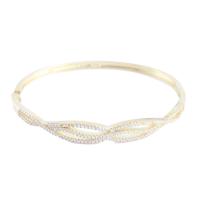 Brass Bracelet & Bangle, gold color plated, fashion jewelry & micro pave cubic zirconia & for woman & hollow, nickel, lead & cadmium free, Bracelet inner diameter about 58x52mm, Sold By PC