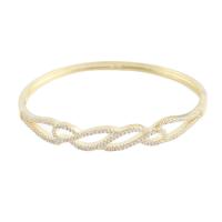 Brass Bracelet & Bangle, gold color plated, fashion jewelry & micro pave cubic zirconia & for woman & hollow, nickel, lead & cadmium free, Bracelet inner diameter about 58x52mm, Sold By PC