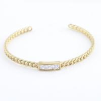 Brass Bracelet & Bangle, Rectangle, gold color plated, fashion jewelry & micro pave cubic zirconia & for woman, nickel, lead & cadmium free, Bracelet inner diameter about 58x52mm, Sold By PC