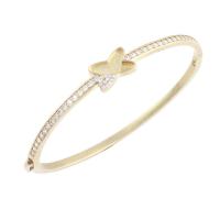 Brass Bracelet & Bangle, gold color plated, fashion jewelry & micro pave cubic zirconia & for woman, nickel, lead & cadmium free, Bracelet inner diameter about 58x52mm, Sold By PC