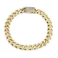 Cubic Zirconia Micro Pave Brass Bracelet gold color plated fashion jewelry & Unisex & micro pave cubic zirconia nickel lead & cadmium free Length Approx 23 cm Sold By PC