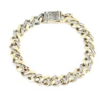 Cubic Zirconia Micro Pave Brass Bracelet, gold color plated, fashion jewelry & Unisex & micro pave cubic zirconia, nickel, lead & cadmium free, 5.50x10mm, Length:Approx 23 cm, Sold By PC
