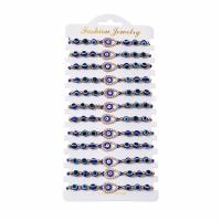 Evil Eye Jewelry Bracelet, Resin, with Knot Cord & Paper & Tibetan Style, Teardrop, gold color plated, Adjustable & fashion jewelry & Unisex & enamel & with rhinestone, blue, Length:Approx 18 cm, 12PCs/Set, Sold By Set